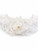 Women’s White Lace Leg Garter with Organza Pearl and Rhinestone Flower