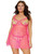 Plus Neon Pink & Yellow Lace Babydoll & Thong Set