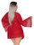 Plus Size Lace Trim Red Mesh Robe Back View