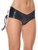 Coquette Women's Low-Rise Booty Shorts – Cheeky Cut with Lace-Up Sides & Silver Hardware Black Front View