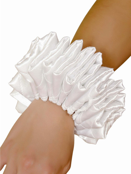 White Ruffled Wrist Cuffs Costume Accessories