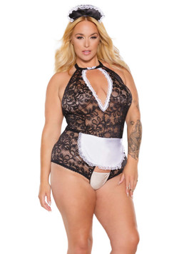 French Maid Teddy Lingerie - Plus Size Intimate Apparel and Captivating Maid Lingerie Outfit