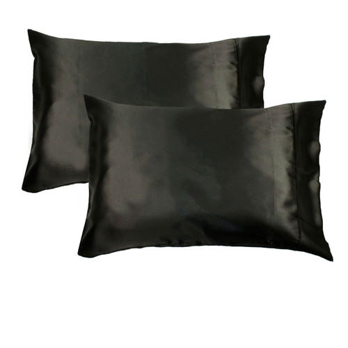 Accessorize 300TC Deluxe Essentials Satin Standard Pillowcases Black