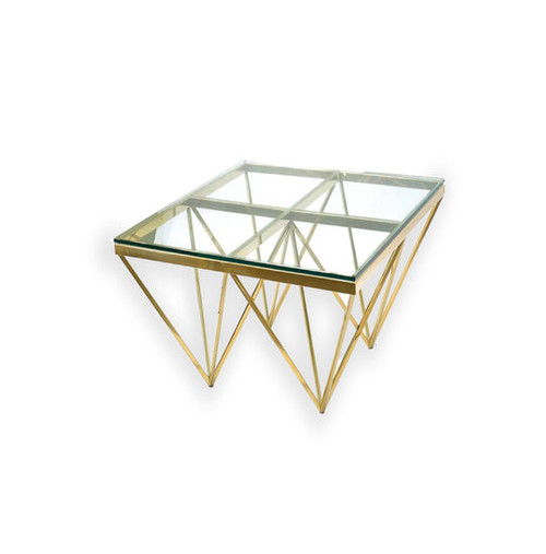 Pinnacle Gold Side Table - Clear Glass