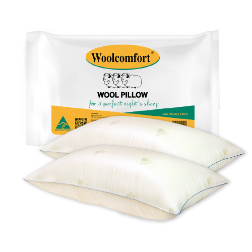 Woolcomfort Aus Made Natural Health Wool Pillow Twin Pack