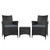 Gardeon 3pc Bistro Wicker Outdoor Furniture Set Black