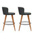 Artiss Set of 2 Wooden Fabric Bar Stools Circular Footrest - Charcoal