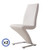 2x Z Shape White Leatherette Dining Chairs with Stainless Base