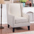 Armchair in Beige Colour Lounge Accent Chair Upholstered Fabric with Wooden leg