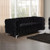 2 Seater Sofa Classic Button Tufted Lounge in Black Velvet Fabric with Metal Legs