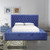 King Size Storage Bed Frame Elegant Luxury Velvet in Navy Blue Colour