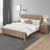 3 Pieces Bedroom Suite in Solid Wood Veneered Acacia Construction Timber Slat King Single Size Oak Colour Bed, Bedside Table