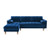 Velvet Upholstery 2 Seater Tufted Sofa Blue Color Lounge Set for Living Room Couch with Chaise