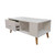 White Coffee Table Storage Drawer & Open Shelf With Wooden Legs