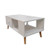 White Coffee Table Storage Drawer & Open Shelf With Wooden Legs