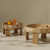 Tree Stripes Tara Hand Carved Chakki Accent Coffee Table (Whitewash) - Large