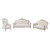 3S+2S+1X Wing Chair Oak Wood White Washed Finish Rolled Armrest Linen Sofa Fabric