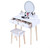 Dressing Vanity Table Stool Set with Make-up LED Lighted Mirror - White