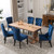 8x Velvet Dining Chairs Upholstered Tufted Kithcen Chair with Solid Wood Legs Stud Trim and Ring-Blue