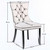 4x Velvet Dining Chairs Upholstered Tufted Kithcen Chair with Solid Wood Legs Stud Trim and Ring-Beige