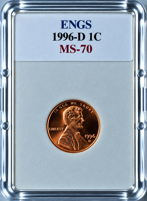 1996-D Lincoln Memorial Cent MS-70 ENGS reverse showing the Lincoln Memorial
