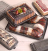 LOG CAKE/DELI CONTAINER - 19 1/2" x 7" - EXTRA LONG RECTANGULAR BLACK BASE - 4 1/4" TALL - 50/CASE