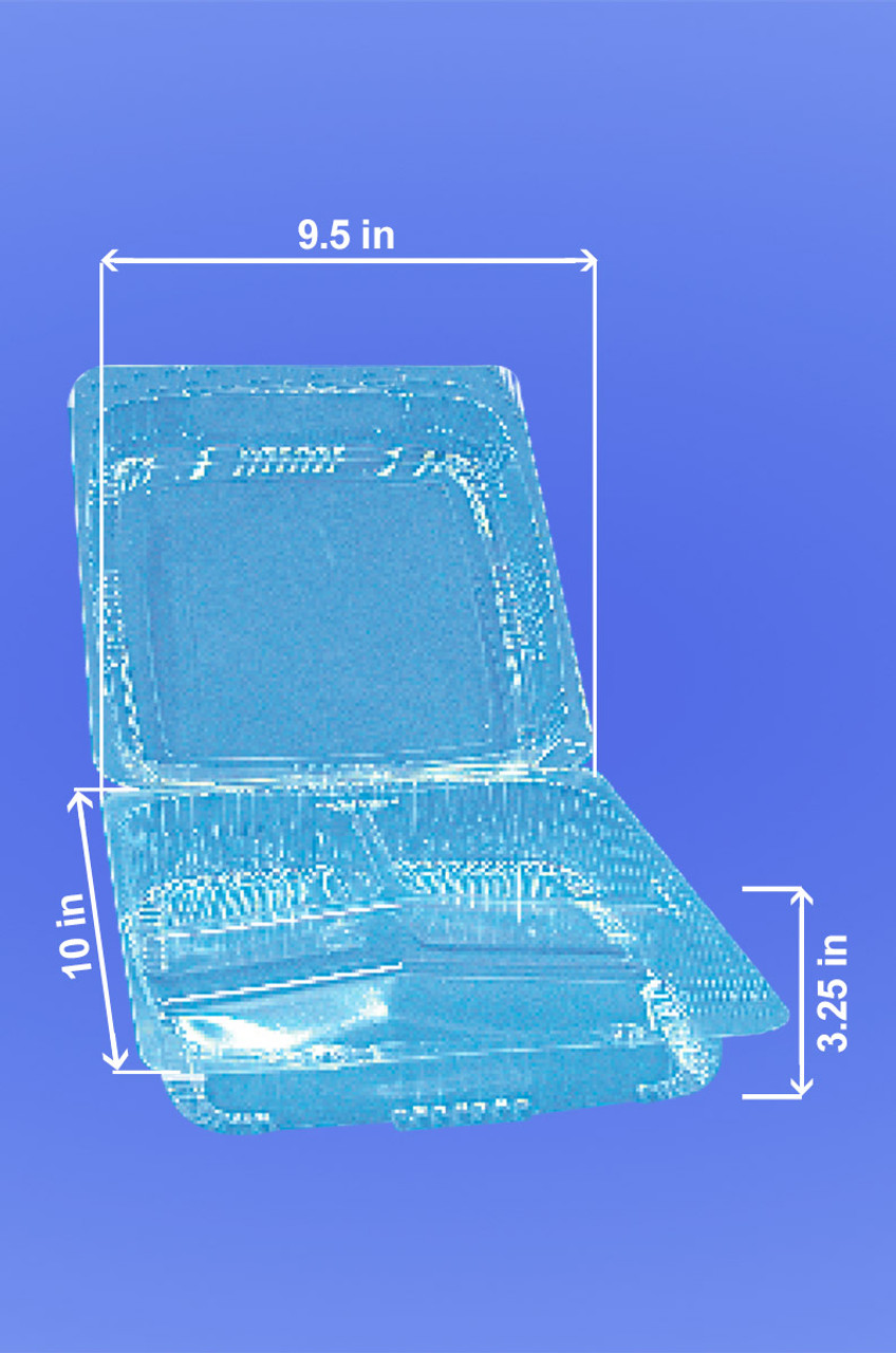 Sugarfiber™ 10x10 inch 3 Compartment Square Hinged Container