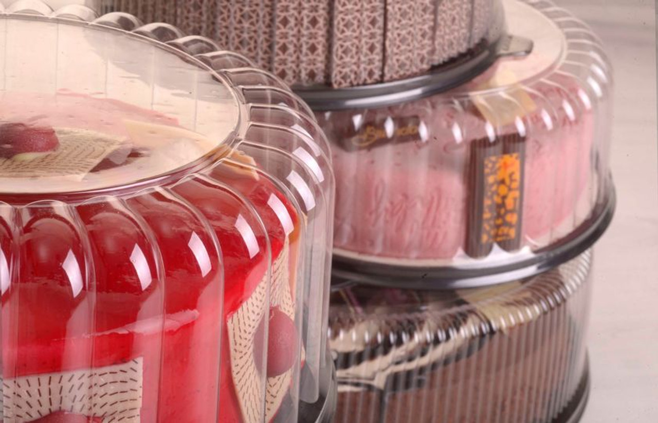 Pie Carrier Cake Storage Clear Container with Red Lid