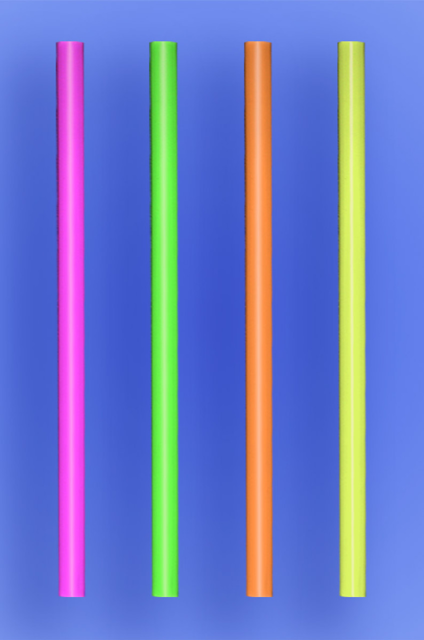 20 Extra-Long Assorted Color Neon Unwrapped Drinking Straw 500
