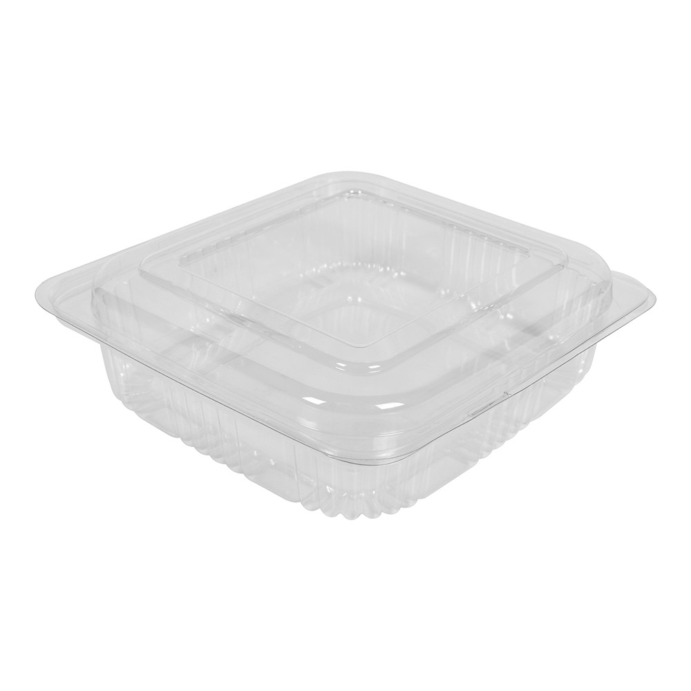 9" CAKE CONTAINER 11 1/2" BLACK BASE 4 1/2" TALL 50/CASE Wow Plastics, Inc.