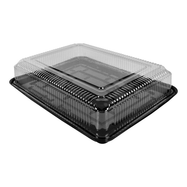 CAKE CONTAINER - 16"x12" - QUARTER SHEET - BLACK BASE - 5" TALL - 50/CASE