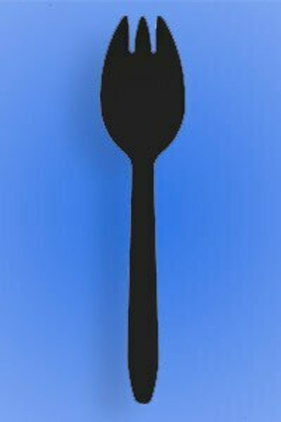 MEDIUM WEIGHT PREMIUM 6" SPORK - BLACK PS - 2/500 (1,000/case)