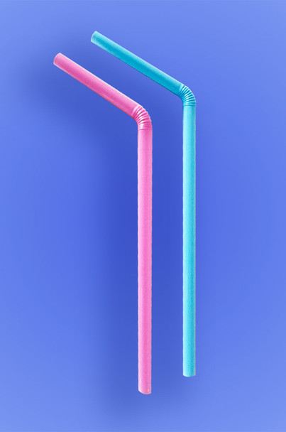 JUMBO FLEXI STRAW 8.5" - PASTEL BLUE AND PINK - (7,500/case)
