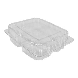 Sugarfiber™ 10x10 inch 3 Compartment Square Hinged Container