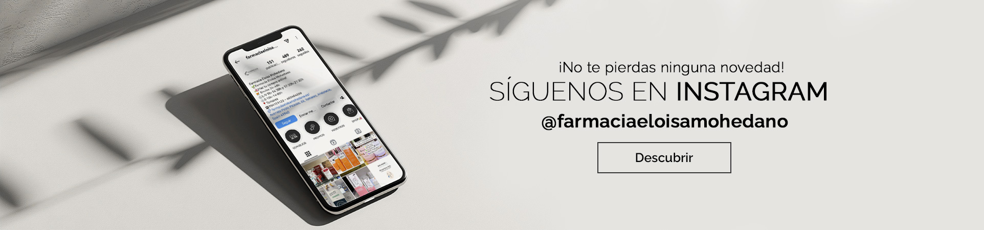 Síguenos en Instagram. Farmacia Eloísa Mohedano Cascado en Tomares, Sevilla