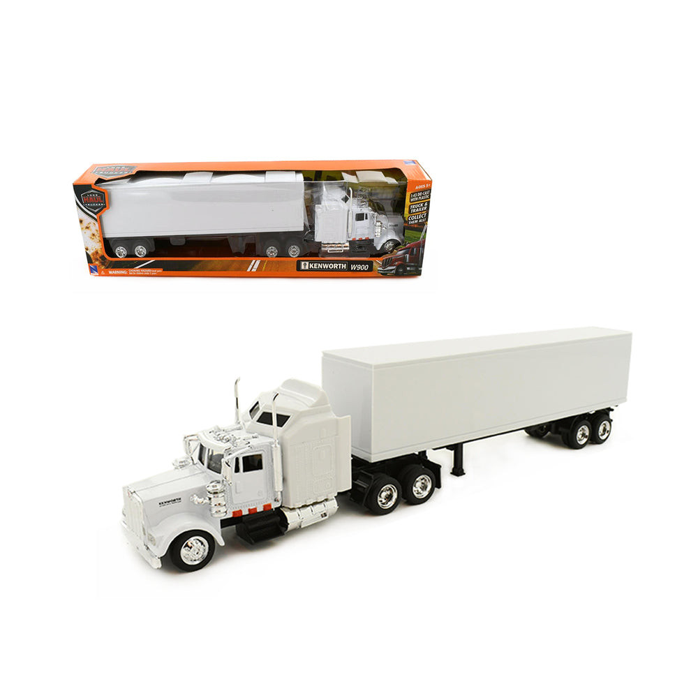 New Ray Toys 15843 Kenworth W900 w/White Long Hauler Trailer 1/43