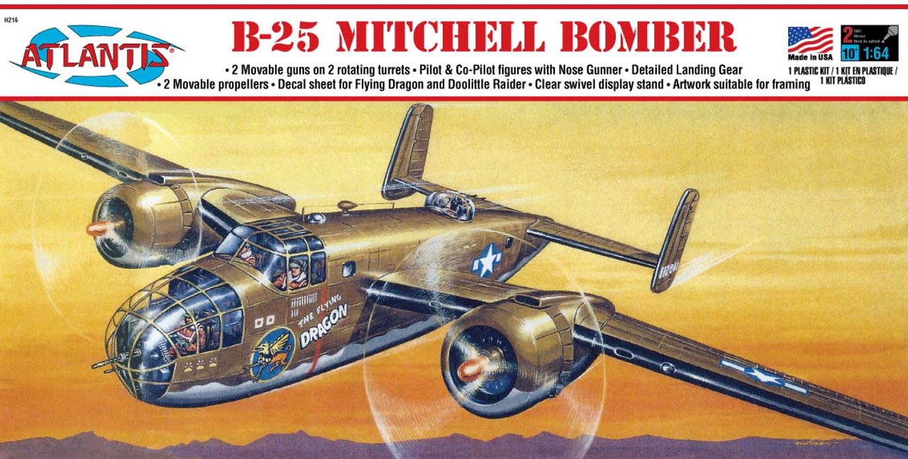 Atlantis Models H216 B-25 Mitchell Bomber Flying Dragon 1/64 Scale