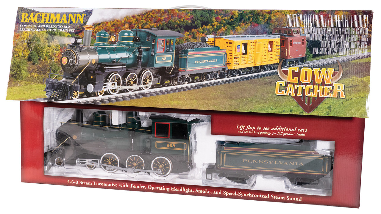 Bachmann 90040 G 4-6-0 Cowcatcher Steam Locomotive Train Set