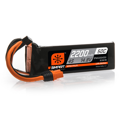 Spektrum SPMX22004S50 14.8V 2200mAh 4S 50C Smart LiPo Battery: IC3 Spektrum SPMX22004S50 14.8V 2200mAh 4S 50C Smart LiPo Battery: IC3