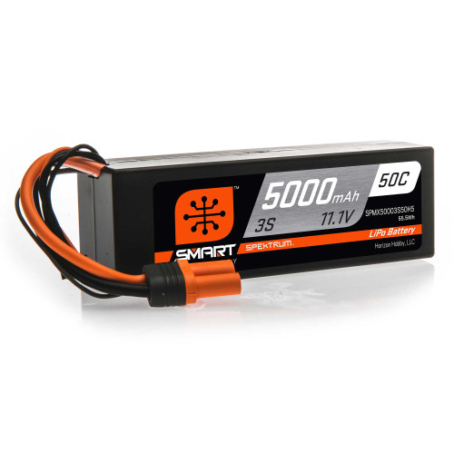 Spektrum SPMX50003S50H5 11.1V 5000mAh 3S 50C Smart Hardcase LiPo Battery: IC5 Spektrum SPMX50003S50H5 11.1V 5000mAh 3S 50C Smart Hardcase LiPo Battery: IC5