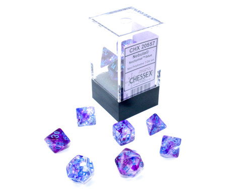 Chessex 20557 Nebula Mini-hedral Nocturnal/blue Luminary 7-Die Set Chessex 20557 Nebula Mini-hedral Nocturnal/blue Luminary 7-Die Set