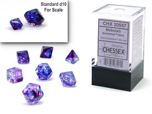 Chessex 20557 Nebula Mini-hedral Nocturnal/blue Luminary 7-Die Set Chessex 20557 Nebula Mini-hedral Nocturnal/blue Luminary 7-Die Set