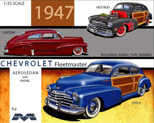 Moebius Models 2301 1947 Chevrolet Fleetmaster Aerosedan 1/25 Scale Model Kit Moebius Models 2301 1947 Chevrolet Fleetmaster Aerosedan 1/25 Scale Model Kit