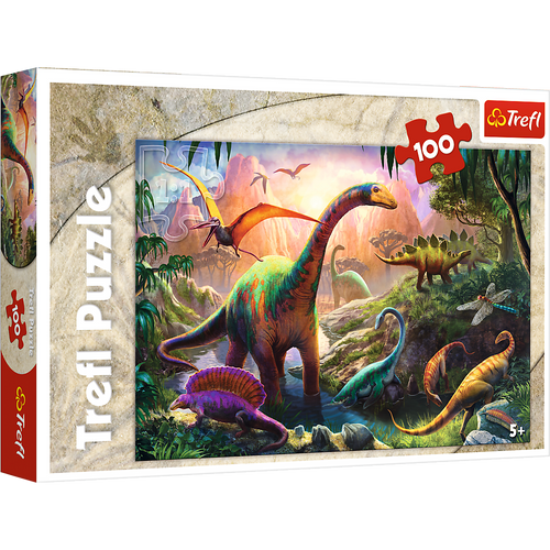 Trefl 16277 Trefl Red 100 Piece Kids Jigsaw Puzzle - Dinosaurs' Land