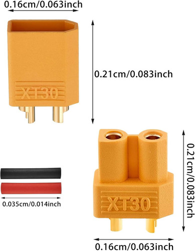 Hobbywurks HBYC2027 XT30 Male and Female Connector Plugs, 2 Pair Hobbywurks HBYC2027 XT30 Male and Female Connector Plugs, 2 Pair