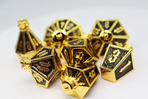 Foambrain Games 4495 Moonlit Lantern Golden Earthen Flame - Metal RPG Dice Set
