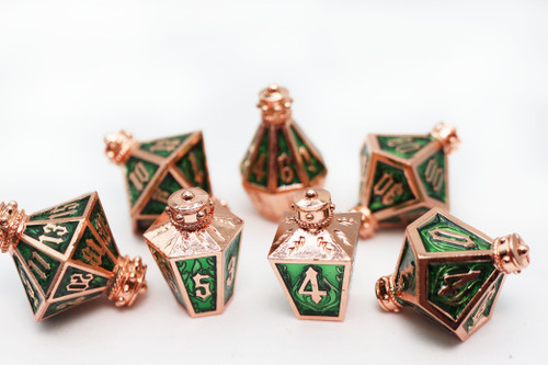 Foambrain Games 4497 Moonlit Lantern Coppered Acidfire - Metal RPG Dice Set Foambrain Games 4497 Moonlit Lantern Coppered Acidfire - Metal RPG Dice Set
