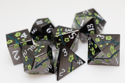 Foambrain Games 4430 Metallic Bouquet Dark Green Hellebore - Metal RPG Dice Set