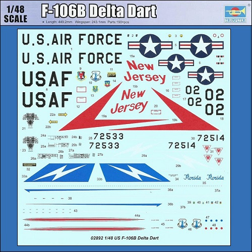 Trumpeter 02982 F-106B Delta Dart 1/48 Scale Plastic Model