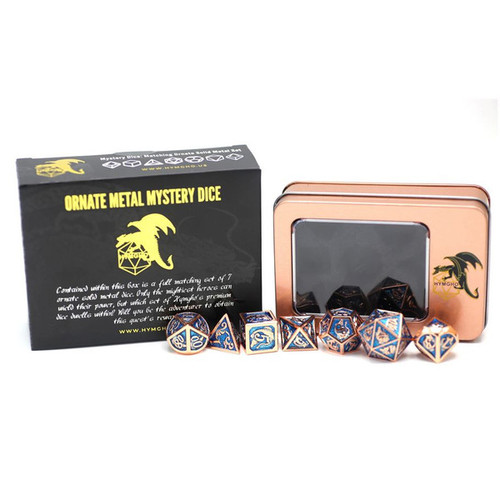 Hymgho Premium Gaming HY00155 7-Set Mystery Matching Ornate Solid Metal Dice